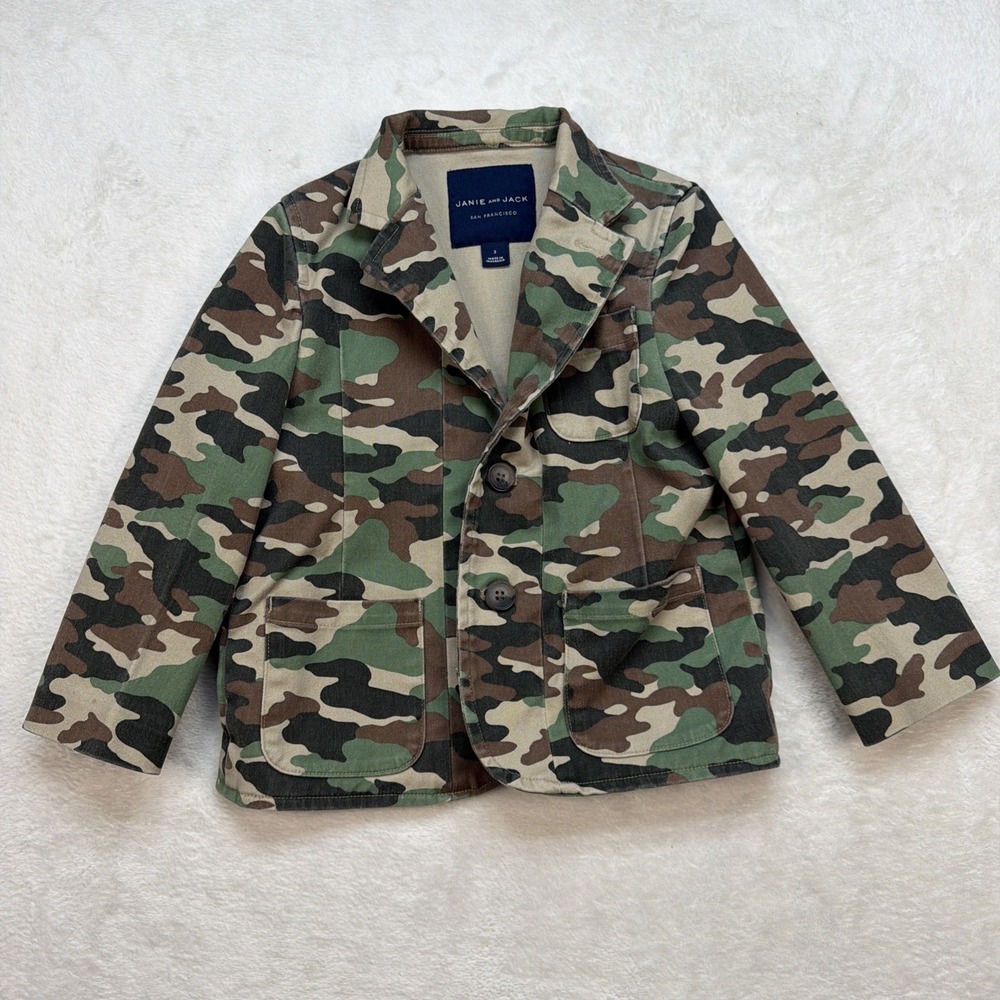 Janie‎ and Jack Boys Camo Blazer Military Army Jacket Hunting Toddler Size 3